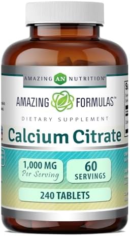 Amazing Formulas Calcium Citrate 1000 Mg | Tablets Supplement | Non-GMO | Gluten-Free | Made in USA (1 Pack | 240 Count)