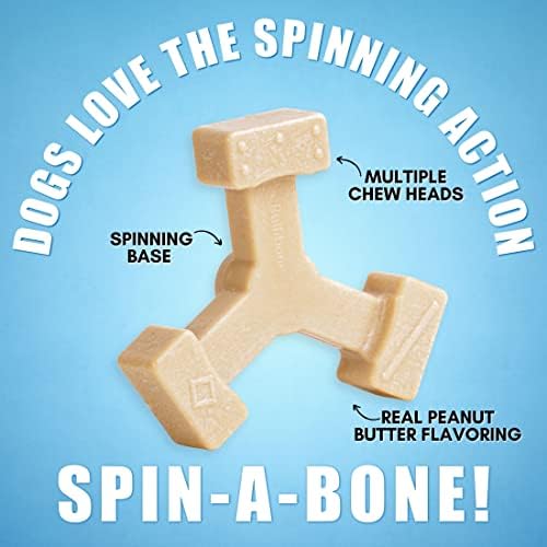 Bullibone Nylon Dog Chew Toy Spin-a-Bone - Interactive Dog Toy, Triggers Natural Instincts, and Improves Oral Health