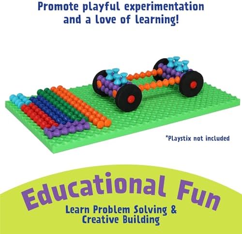 POPULAR PLAYTHINGS Playstix Construction Toy Set, 150 Piece Kit | for Kids Ages 4 and Up, Building Sticks for STEM and Classroom Use