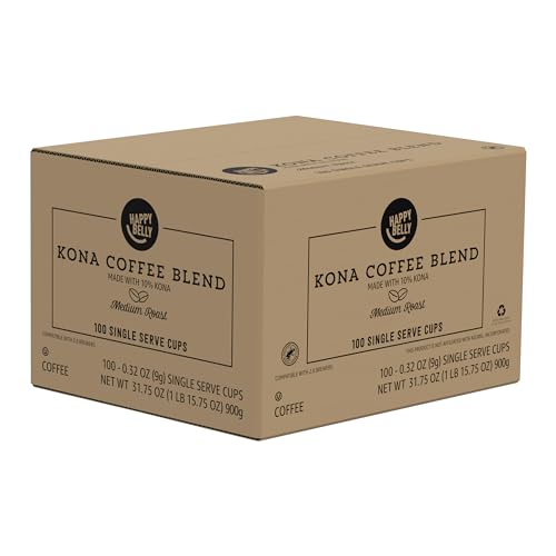 Happy Belly an Amazon Brand -Medium Roast Coffee Pods, Kona Blend, Compatible with Keurig 2.0 K-Cup Brewers, 100 Count