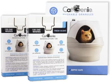 CatGenie 2+1 Supply Combo, 2 SaniSolution Cartridges + Washable Granules, Self Cleaning Cat Litter Box Refill Bundle, Compatible with CatGenie A.I, Fresh Scent