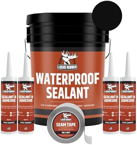 Liquid Rubber Waterproof Sealant - Roof & Gutter Coating, Black, 1 Quart | DIY Leak Repair Coating, Flexible Elastomeric Waterproofing Membrane for Flat & Low-Slope Roofs, Gutters, Concrete, Plywood
