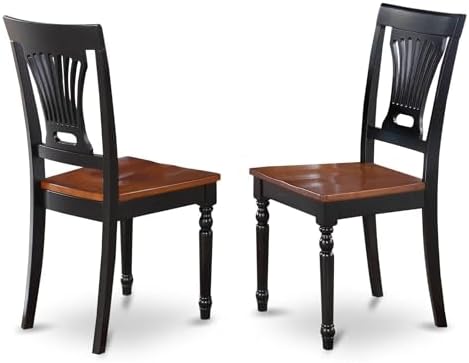 East West Furniture PVC-WHI-W Plainville Dining Chairs - Stylish Back Wood Seat Kitchen Chairs, Set of 2, Buttermilk & Cherry