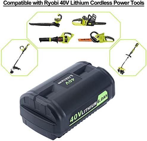 Biswaye 40V 6Ah Lithium Battery Replacement for Ryobi 40V Battery OP4040 OP40601 OP4026 OP40261 OP40401 OP40501 OP4015 OP40602 OP40404 OP40603