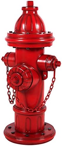 Design Toscano Dog's Second Best Friend Fire Hydrant Pee Post Indoor/Outdoor Statue, Medium 14 Inch Tall, Cast Stone Resin, Red Painted Finish