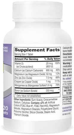 21st Century Calcium 600 Plus D Plus Minerals Caplets, Bone & Joint, 120 | Calcium 600 mg with Vitamin D3 & Essential Minerals