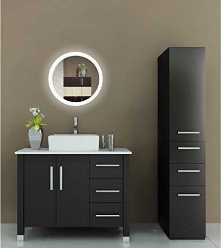 LED Bathroom Round Mirror 22 Inch Diameter | Lighted Vanity Mirror Dimmer & Defogger + Silver Backed Glass | |