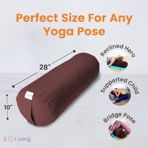 Sol Living Yoga Bolster Pillow for Restorative Yoga, 100% Cotton Meditation Cushion