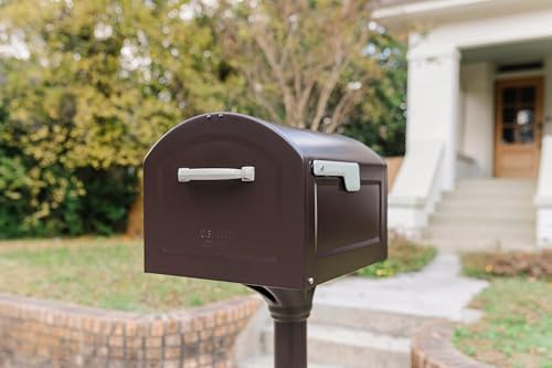 Architectural Mailboxes 950020RZ Centennial Post Mount Mailbox, XL, Rubbed Bronze | Galvanized steel build for outside with rust-resistant powder-coat finish and a magnetic door closure. USPS approved.
