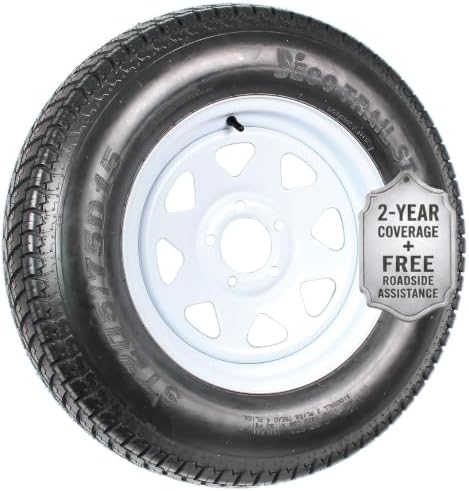 eCustomrim Trailer Tire Rim Assembly ST205/75D15 F78-15 Load C 5 Lug White | Load Range C 6 Ply Tire, 15 Inch 5 Lug On 4.5 Inch Center
