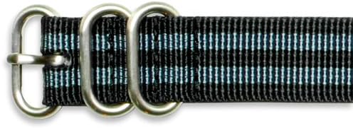 Military Ballistic Nylon Watch Band With Silver Tone Buckle-Choice of Color (Black, Brown, Olive, Black/Grey, Orange, Grey) & Width (18mm, 20mm, 22mm, 24mm, 26mm)