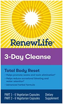 Renew Life Adult Cleanse Total Body Reset, Advanced Herbal Formula - 2-Part, 3-Day Program - Gluten