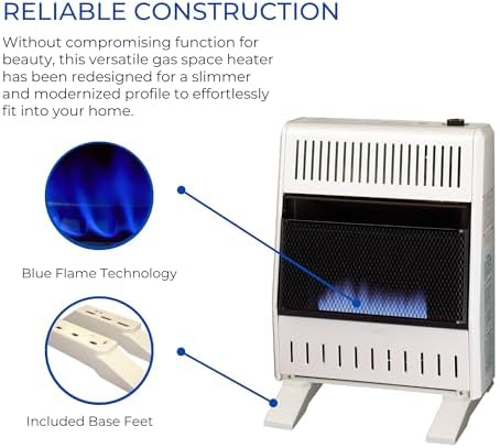 ProCom Heating Natural Gas Ventless Blue Flame Heater With Base Feet - 10,000 BTU, Manual Control - Model# MN100HBA-B