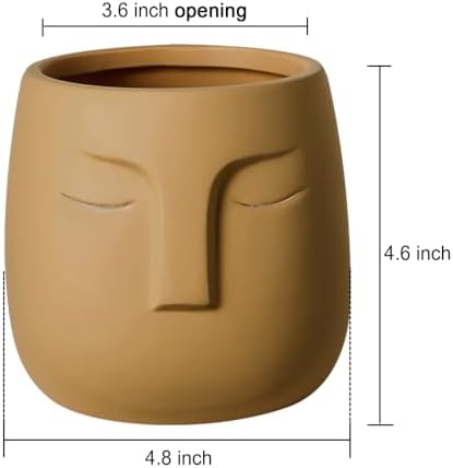 GeLive Head Plant Pot Succulent Planter with Drainage Hole Modern Statue Flower Pot Face Plant Vase Windowsill Box Art Home Decoration Indoor