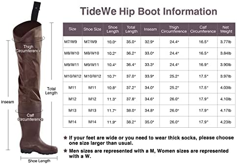TIDEWE Fishing Hip Waders, Lightweight Hip Boots for Men Women | Waterproof 420D 2-Ply Nylon/PVC, Hunting Bootfoot Waders, Boot Hanger Included