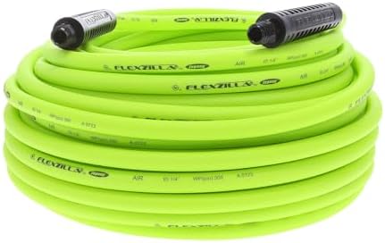 Flexzilla Air Compressor Hose, 3/8 in. x 50 ft., 1/4 in. MNPT Fittings, No-Kink, All Weather, Lightweight, Premium Hybrid Polymer, 300 PSI, ZillaGreen