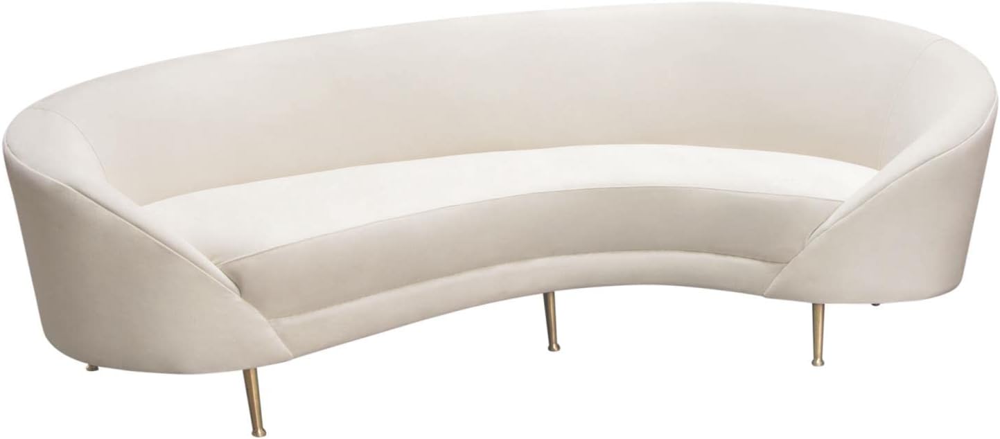 Celine Curved Sofa in Light Cream Velvet
