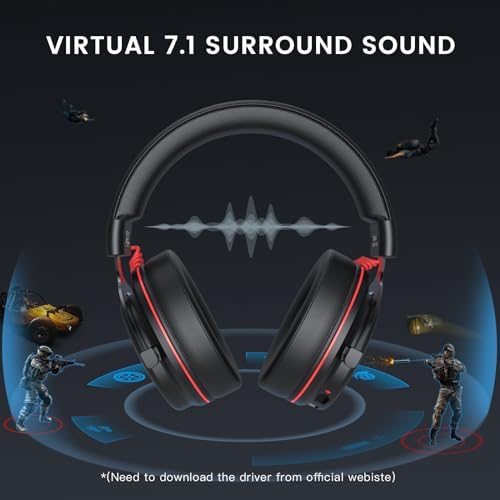 EKSA E900 Pro USB Gaming Headset for PC - Computer Headset with Detachable Noise Cancelling Mic, 7.1 Surround Sound, 50MM Driver - Headphones with Microphone for PS4/PS5, Xbox One, Laptop, Office | Computer Headset with Detachable Noise Cancelling Mic, H…