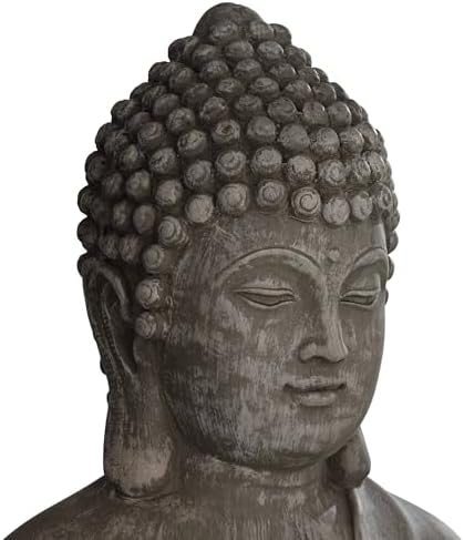John Timberland Sitting Buddha 29 1/2" High Sandstone Outdoor Statue | Sculpture Zen Asian Japanese Garden Decor Front Porch Patio Yard Outside Home Balcony House Exterior Weathered Light Finish