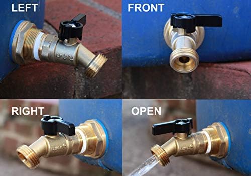 RBS022 Brass Rain Barrel Spigot(3/4" Quarter Turn Ball Valve w/ Bulkhead Fitting and Thread Tape)