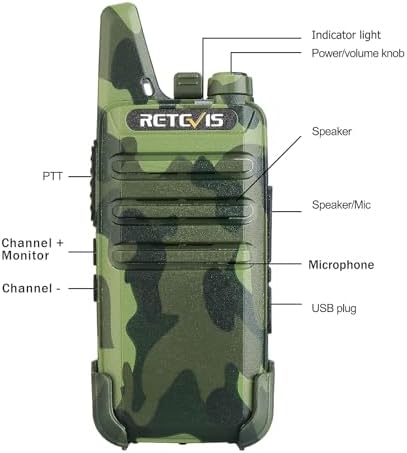 Retevis RT22 Compact & Lightweight FRS Walkie Talkies Long Range (4 Pack) | For Small Business, Camping, Hiking, Cruise, Safe Short Antenna, Comfortable to Carry, Loud & Clear Audio, USB-C