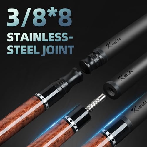 Kmise Carbon Fiber Pool Cue Stick 58", Billiard Cue Sticks 21-23oz, Low Deflection Pool Cue with 12.5mm Tip, Professional Billiard Carbon Fiber Pool Sticks for Adults