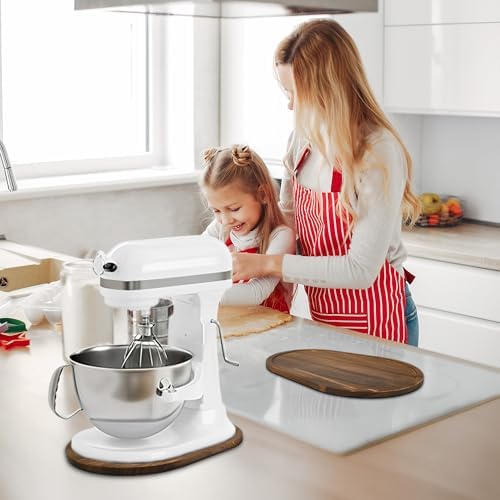 Mixer Slider Mat for KitchenAid 4.5-5 Qt Tilt Head Stand Mixers (Brown) | Pine Wood Moving Tray for Kitchenaid Artisan, Storage Organizer for Kitchen Countertop Accessories and Attachments