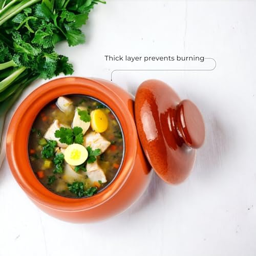 Stoneware Ramekin with Lid 17 fl oz 500 ml Clay Pot for Cooking