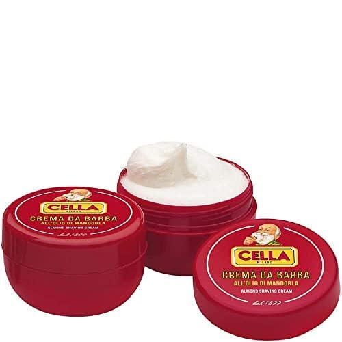Cella Milano Classic Almond Shaving Cream Soap, 150 g, Made in Italy | Tallow-Based Formula Produces Dense, Creamy Lather With Excellent Cushion