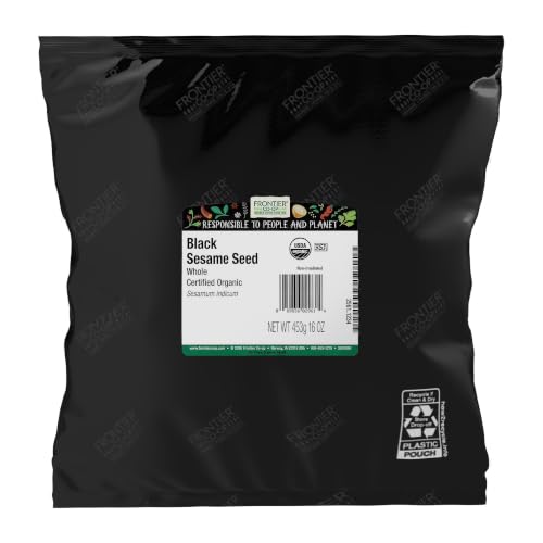 Frontier Co-op Sesame Seed, Black, Certified Organic, Kosher | 1 lb. Bulk Bag | Sesamum indicum