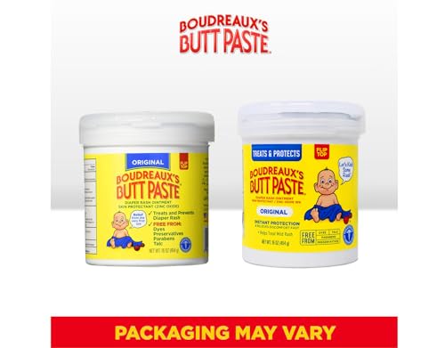 Boudreaux’s Butt Paste Diaper Rash Ointment, 16% Zinc Oxide Baby Rash Cream, Skin Protectant, Fast Relief for Diaper Rash, Pediatrician Recommended