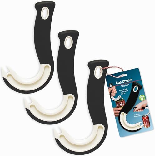 Jokari Ring Pull Can Opener for Soda and Food Cans Arthritis Aid with Non Slip Grip for Seniors Kids and Nail Protection Manual Pull Tab Tool for Easy Open Cans Black Dishwasher Safe | Non Slip Grip, Seniors Kids, Nail Protection Manual Pull Tab Tool, Ea…