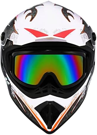 Motocross Helmet ATV Dirt Bike Helmets Off-Road Helmet with Gloves Goggles for Unisex Adult Youth DOT/FMVSS 218 Approved (Medium, Black)