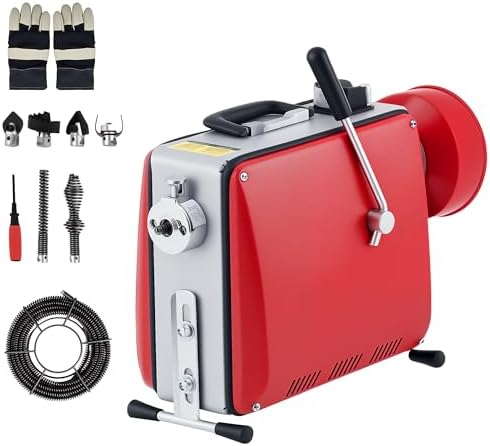 Electric Drain Cleaner Machine, Portable 66Ft & 16Ft Sewer Snake Auger with 6 Cutters, Professional Drain Cleaning Tool for 1-4 Inch Pipes in Sinks