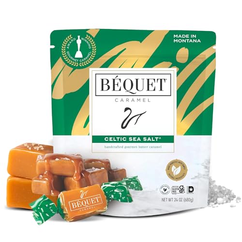Béquet Celtic Sea Salt Caramels - Individually Wrapped Candy - 8oz Gift Bag | Ready-to-gift bag. Small-batch caramel made in Montana with real cream and butter, Kosher Star-D, gluten free, non-GMO