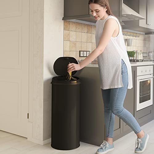 iTouchless 13 Gallon Touchless Sensor Kitchen Trash Can with Odor Control System, Brushed Stainless Steel, Round Garbage Bin for Home or Office - IT13RCB