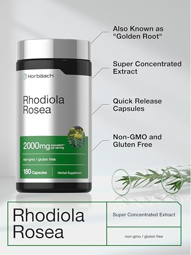 Horbäach Rhodiola Rosea Capsules | 180 Count