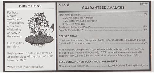 Jobe’s Garden Fertilizer Spikes, Easy Plant Care Fertilizer for Tomato Plants, 18 Count