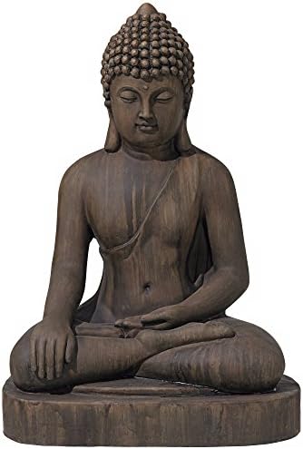 John Timberland Sitting Buddha 29 1/2" High Sandstone Outdoor Statue | Sculpture Zen Asian Japanese Garden Decor Front Porch Patio Yard Outside Home Balcony House Exterior Weathered Light Finish