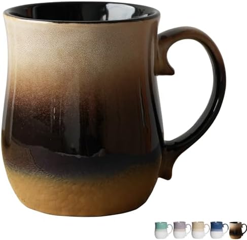 Bosmarlin Extra Large Ceramic Coffee Mug, 26 Oz, Dishwasher and Microwave Safe, Big Oversized Tea Cup, Reactive Glaze (Walnut)