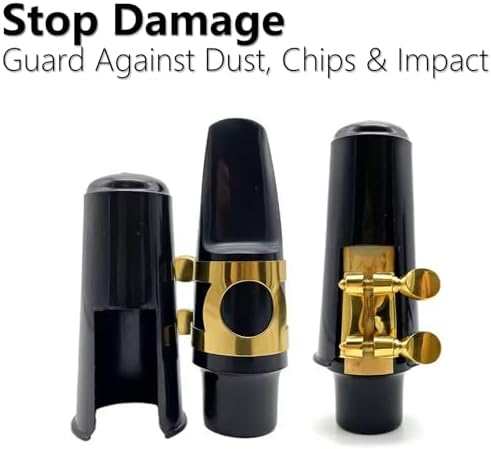 4-Pack Alto Saxophone Clarinet Mouthpiece Cap – Plastic Protective Cover with Ligature Attachment for Reed and Mouthpiece Protection