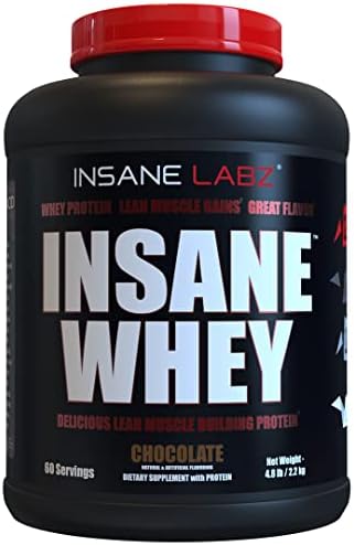 Insane Labz Insane Whey,100% Muscle Building Whey Protein, Post Workout, BCAA Amino Profile, Mass Gainer, Meal Replacement, 60 Srvgs, (Chocolate)