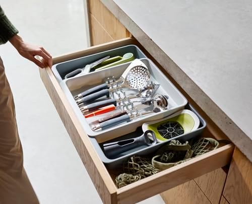Joseph Joseph DrawerStore Knife Organizer, holds up to 9 knives, Kitchen Organization & Drawer Storage – Compact, Gray