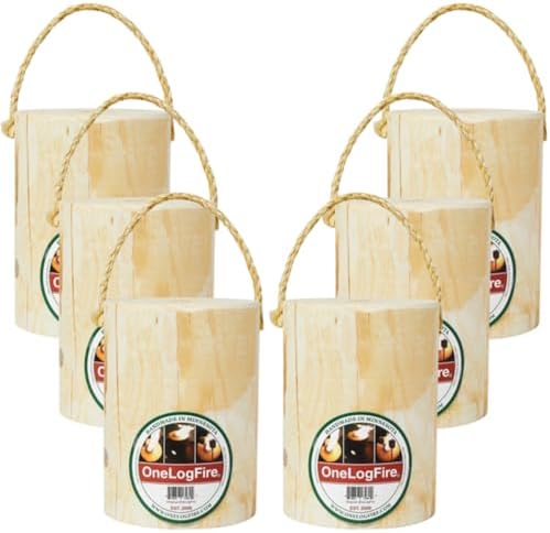 The Original OneLogFire (6) Pack | Swedish Fire Log | Swedish Torch | One Log Campfire | for Outdoor Firepit | Campfire | Bonfires | Fireplace