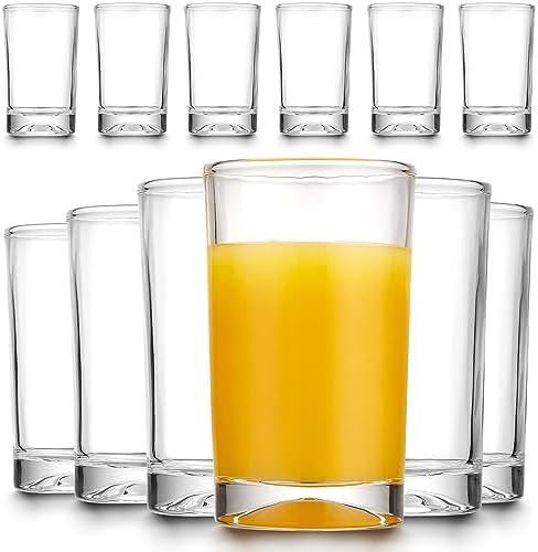 Mfacoy Small Juice Glasses Set of 6, 5.5-ounce Glass Cups, Heavy Base Small Drinking Glass Set, Clear Cups, Thick and Durable Shot Glasses