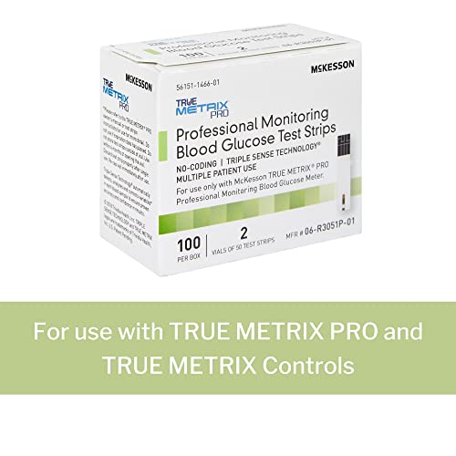 McKesson 06-R3051P-05 True Metrix Pro Professional Monitoring Blood Glucose Test Strip, Box of 50