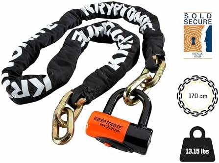 Kryptonite New York FAHGETTABOUDIT 1217 Bike Chain Lock, 5.5 FT Long 12mm Steel Chain Heavy Duty Anti-Theft Bicycle Chain Lock with Keys