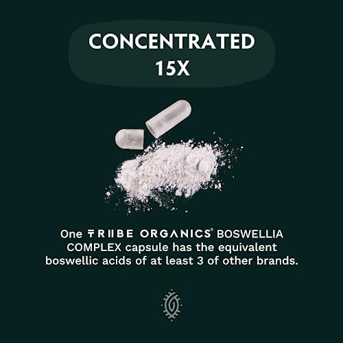 TRIBE ORGANICS Boswellia Serrata Complex Supplement for Joint Support, Muscle Relief - Vegetarian Non-GMO 120 Capsules