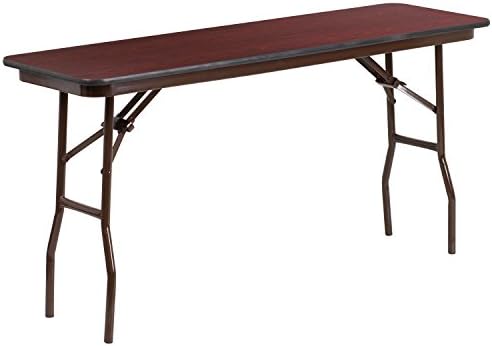 EMMA + OLIVER 5-Foot Mahogany Melamine Laminate Folding Training/Seminar | Table, Event Table