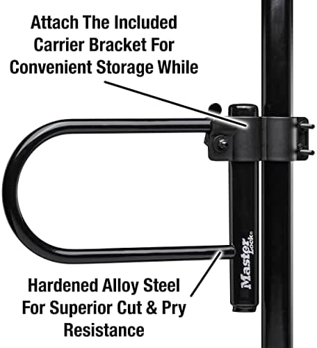 Master Lock Black Bike Lock with Key, Standard Size U-Lock for Bicycles and Other Outdoor Equipment, Anti-Theft Lock for Bikes, 8320D